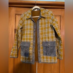 Hem & Thread Mustard Plaid Jacket with Gray Pockets